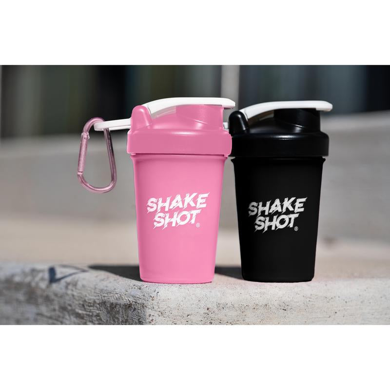 Shake Shot Solid 4 Oz Mini Pre-Workout & Supplement Bottle with Clip & Shaker Ball Dishwasher Safe BPA Free Phthalate Free