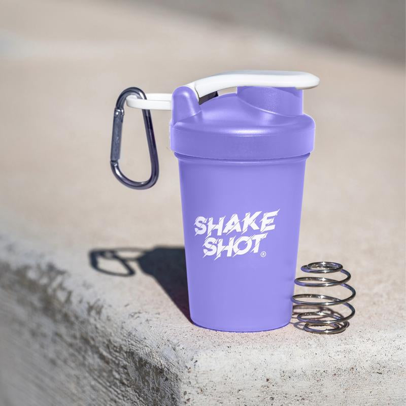 Shake Shot Solid 4 Oz Mini Pre-Workout & Supplement Bottle with Clip & Shaker Ball Dishwasher Safe BPA Free Phthalate Free