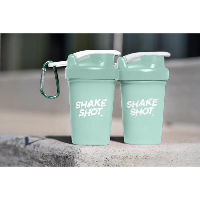 Shake Shot Solid 4 Oz Mini Pre-Workout & Supplement Bottle with Clip & Shaker Ball Dishwasher Safe BPA Free Phthalate Free