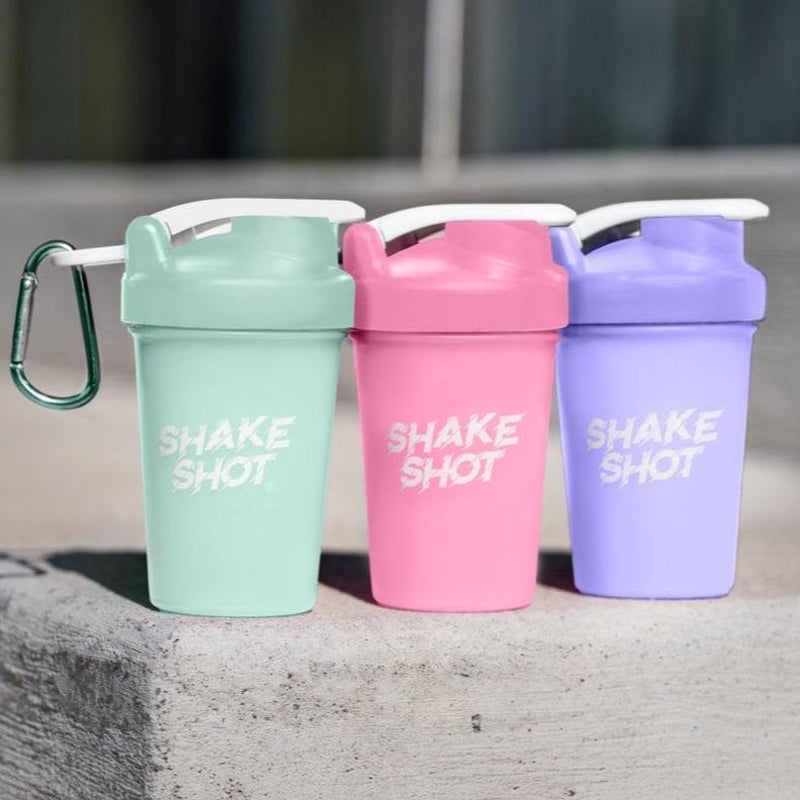 Shake Shot Solid 4 Oz Mini Pre-Workout & Supplement Bottle with Clip & Shaker Ball Dishwasher Safe BPA Free Phthalate Free