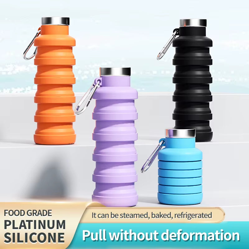 Fitness Sports Water Bottle Silicone Collapsible Drinking Cup Outdoor Travel Climbing Bicycle Bottle Camouflage Kettle