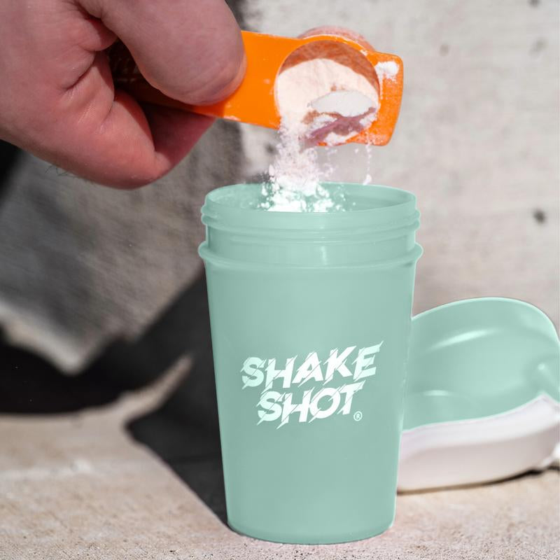 Shake Shot Solid 4 Oz Mini Pre-Workout & Supplement Bottle with Clip & Shaker Ball Dishwasher Safe BPA Free Phthalate Free