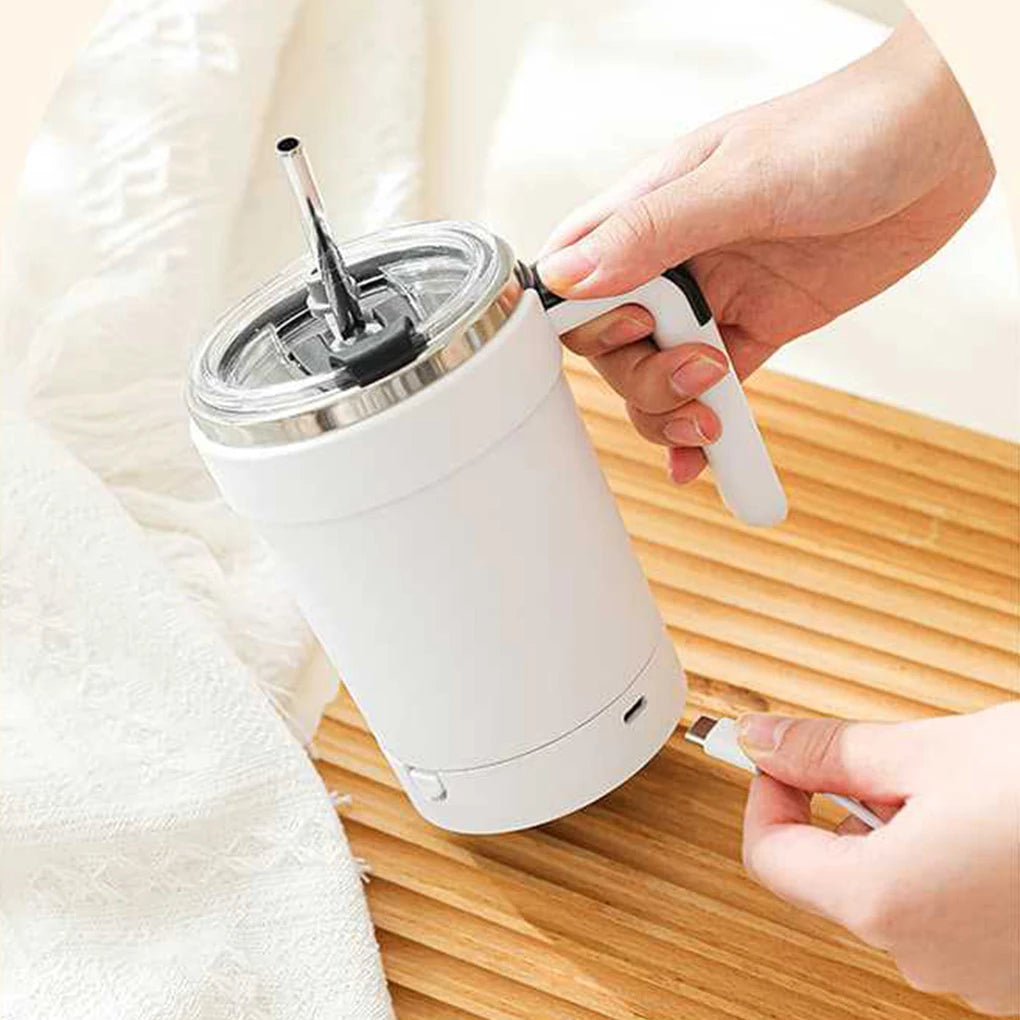 Portable USB Charging Automatic Self Stirring Mug LED Temperature Display Electric Stirring Rotating Magnetic Tumbler with Lid