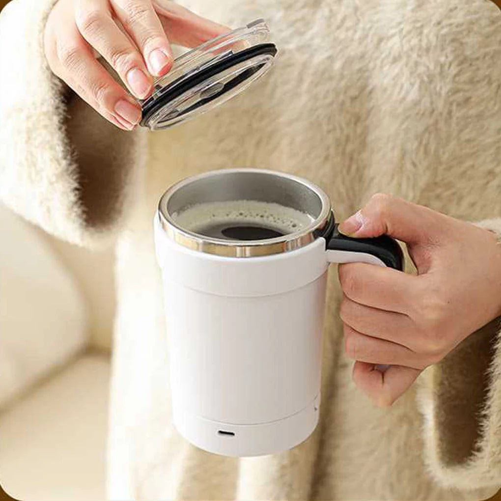 Portable USB Charging Automatic Self Stirring Mug LED Temperature Display Electric Stirring Rotating Magnetic Tumbler with Lid