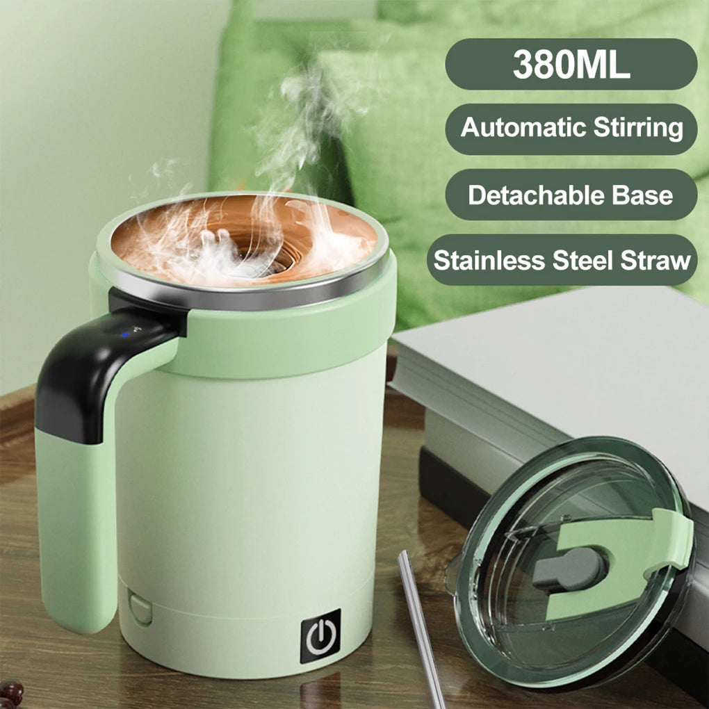 Portable USB Charging Automatic Self Stirring Mug LED Temperature Display Electric Stirring Rotating Magnetic Tumbler with Lid