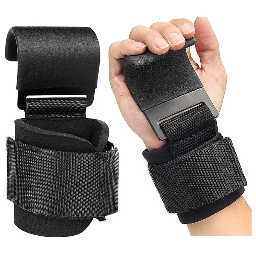Weight Lifting Hook Grips with Wrist Wraps Hand-Bar Wrist Strap Gym Fitness Hook Weight Strap Pull-Ups Power Lifting Gloves