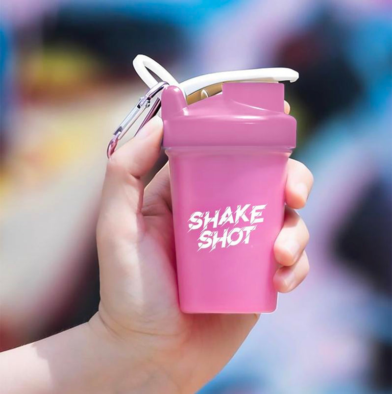 Shake Shot Solid 4 Oz Mini Pre-Workout & Supplement Bottle with Clip & Shaker Ball Dishwasher Safe BPA Free Phthalate Free