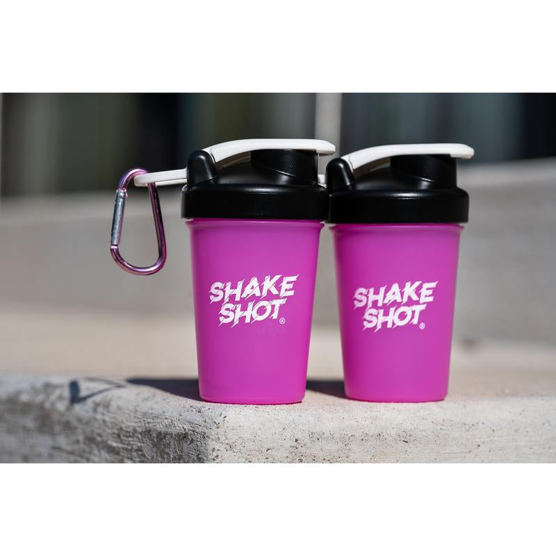 Shake Shot Solid 4 Oz Mini Pre-Workout & Supplement Bottle with Clip & Shaker Ball Dishwasher Safe BPA Free Phthalate Free