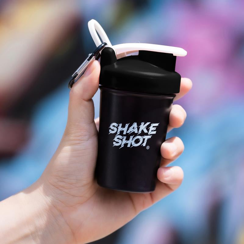 Shake Shot Solid 4 Oz Mini Pre-Workout & Supplement Bottle with Clip & Shaker Ball Dishwasher Safe BPA Free Phthalate Free