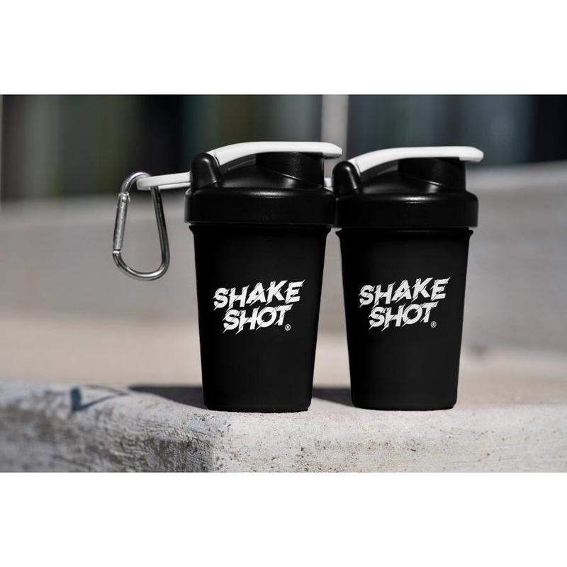 Shake Shot Solid 4 Oz Mini Pre-Workout & Supplement Bottle with Clip & Shaker Ball Dishwasher Safe BPA Free Phthalate Free