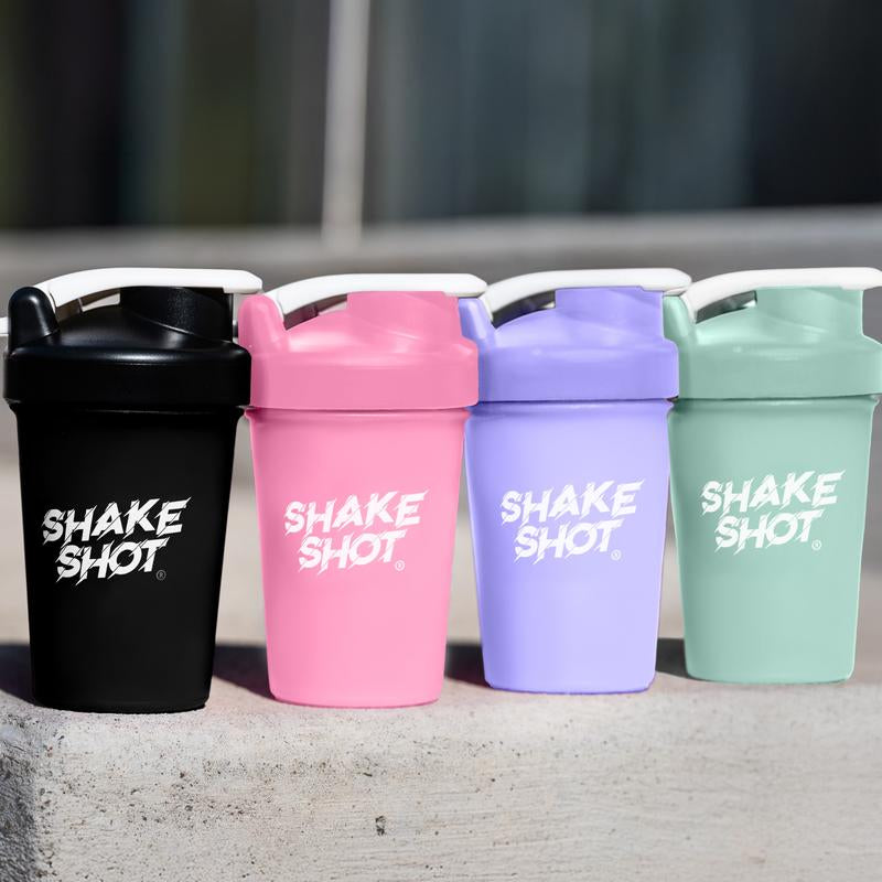 Shake Shot Solid 4 Oz Mini Pre-Workout & Supplement Bottle with Clip & Shaker Ball Dishwasher Safe BPA Free Phthalate Free