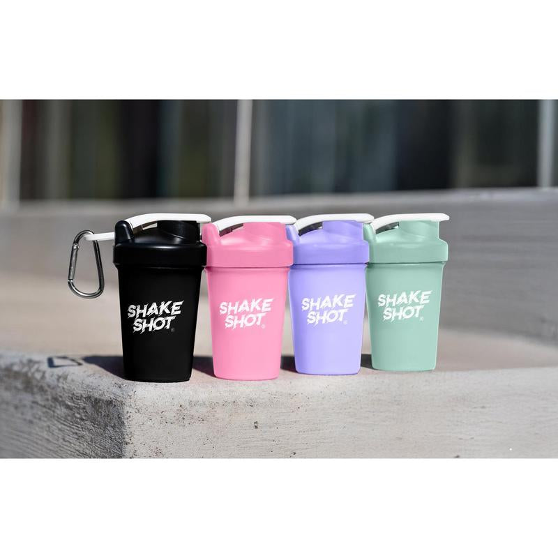 Shake Shot Solid 4 Oz Mini Pre-Workout & Supplement Bottle with Clip & Shaker Ball Dishwasher Safe BPA Free Phthalate Free